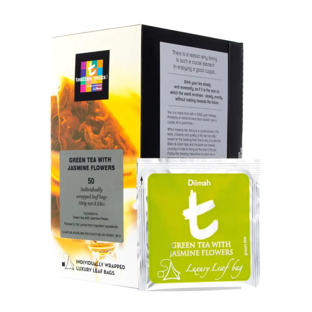 Trà Xanh Hoa Nhài, T Sachet Green Tea with Jasmine Flowers, 50 Túi Trà, 3.53 oz (100g) - DILMAH