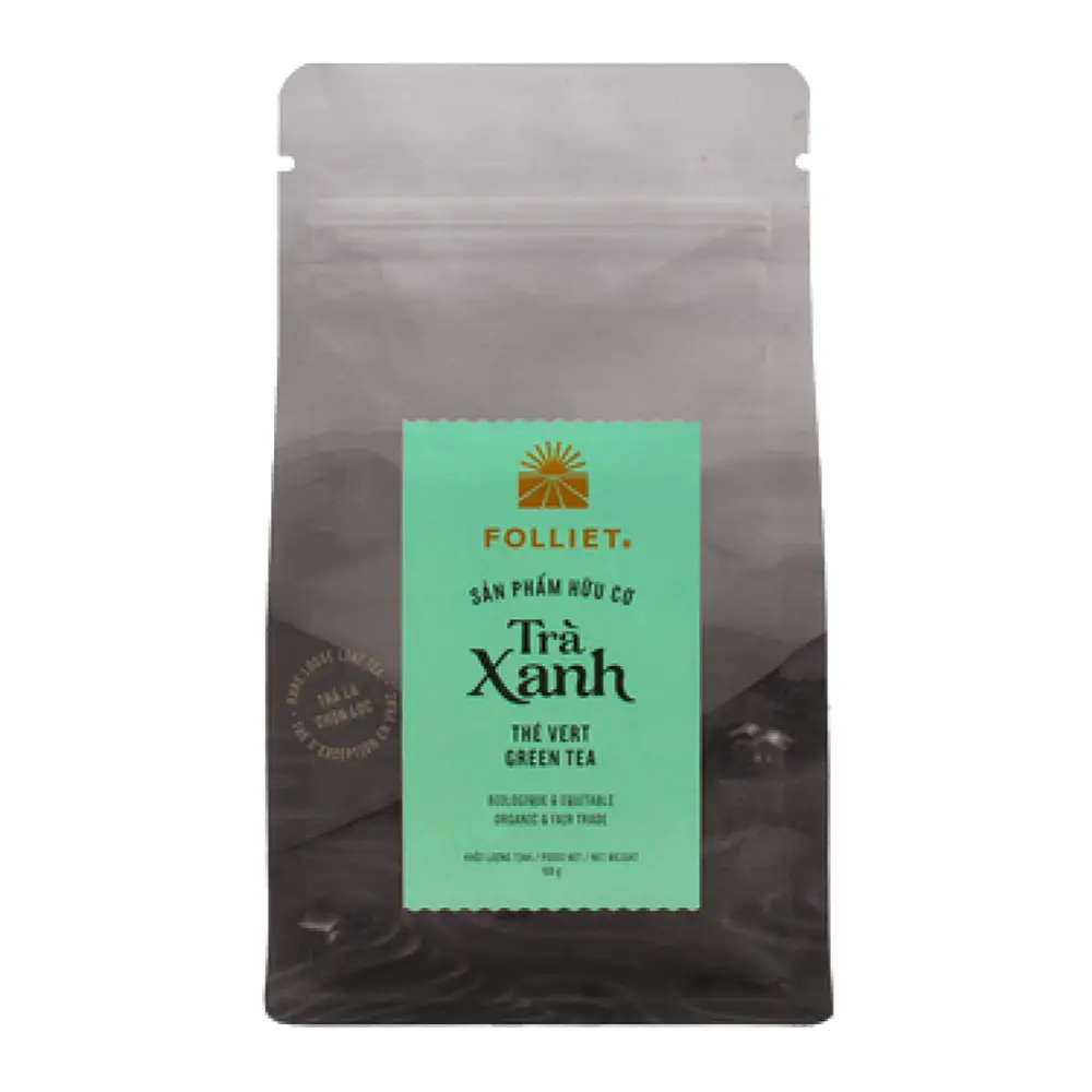 Trà Xanh Hữu Cơ, Green Tea, Organic & Fair Trade (100g) - FOLLIET