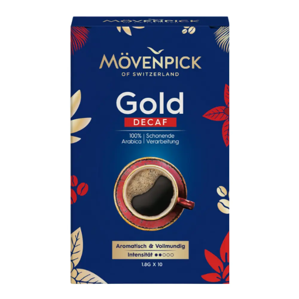 Cà Phê Hòa Tan, Gold Decaf, 100% Arabica, 10 Gói (18g) - MOVENPICK