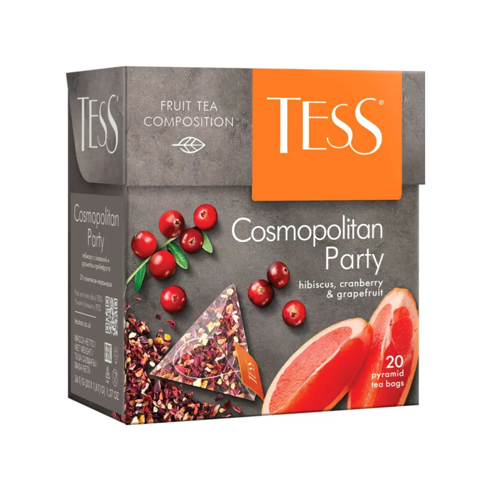 Trà Bụt Giấm, Nam Việt Quất & Bưởi, Cosmopolitan Party, Hibiscus, Cranberry & Grapefruit, 20 Túi Trà, 1.41 oz (40g) - TESS