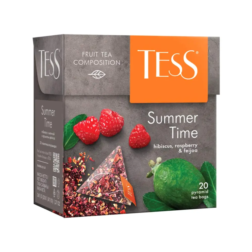 Trà Bụt Giấm, Mâm Xôi & Ổi, Summer Time, Hibiscus, Raspberry & Feijoa, 20 Túi Trà, 1.27 oz (36g) - TESS