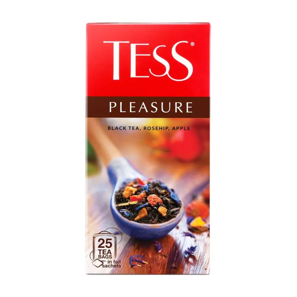 Trà Đen Tầm Xuân & Táo, Pleasure, Black Tea with Rosehip & Apple, 25 Túi Trà, 1.32 oz (37.5g) - TESS