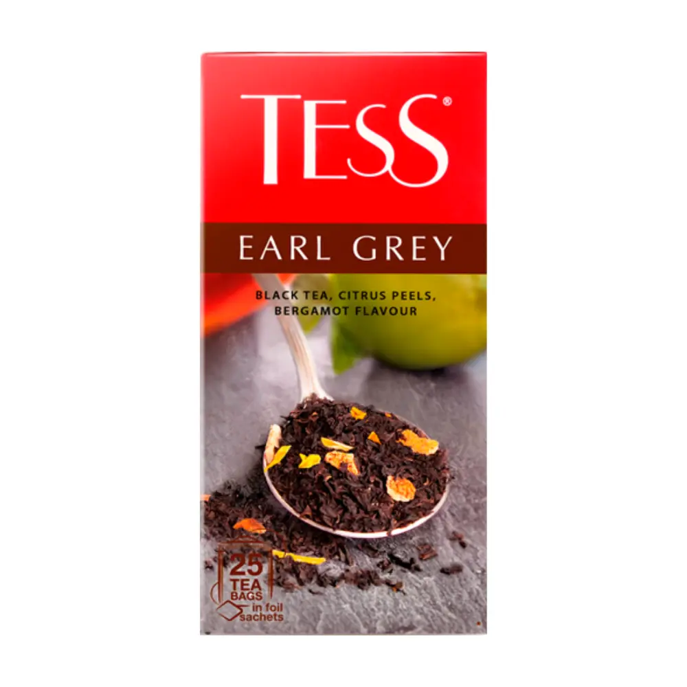 Trà Đen Bá Tước Vỏ Cam & Bergamot, Earl Grey, Black Tea with Citrus Peels & Bergamot Flavour, 25 Túi Trà, 1.41 oz (40g) - TESS
