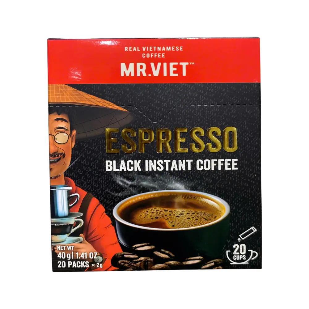 Cà Phê Hòa Tan Đen, Espresso, Black Instant Coffee, 20 Gói, 1.41 oz (40g) - MR. VIET