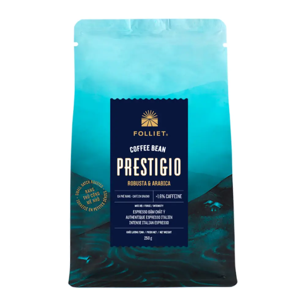 Cà Phê Hạt Rang Espresso Đậm Chất Ý, Prestigio, Robusta & Arabica Coffee Bean (250g) - FOLLIET