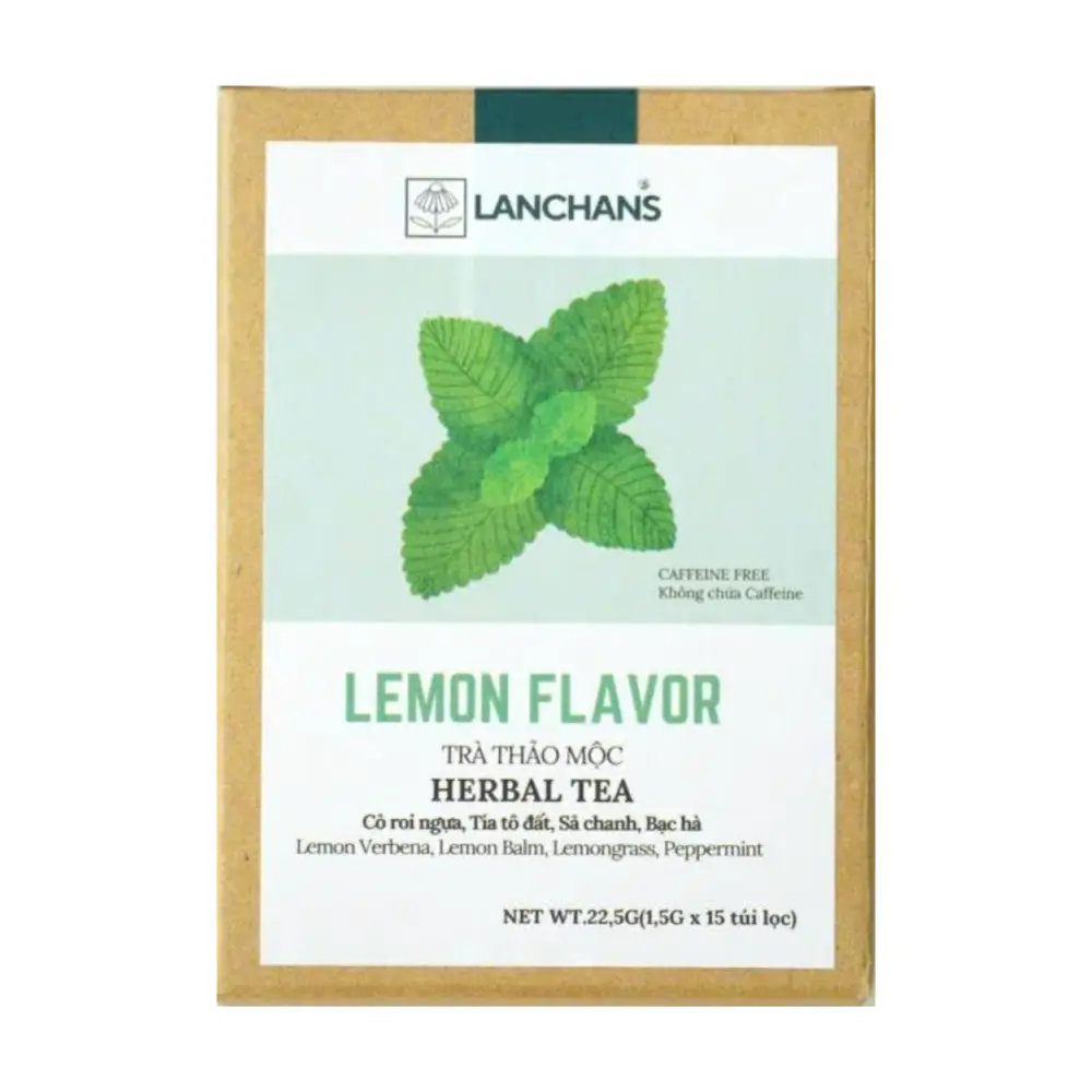 Trà Thảo Mộc Thư Giãn Hỗ Trợ Tiêu Hóa, Herbal Tea, Lemon Flavor, 15 Túi Lọc (22.5g) - LANCHANS