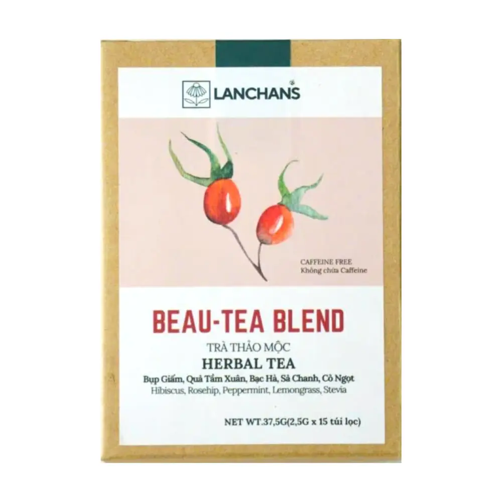 Trà Thảo Mộc Hỗ Trợ Làm Đẹp Da & Phục Hồi Thể Lực, Herbal Tea, Beau-Tea Blend, 15 Túi Lọc (37.5g) - LANCHANS