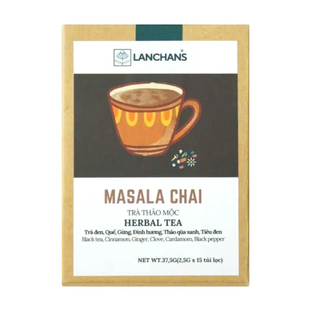 Trà Thảo Mộc Truyền Thống Ấn Độ, Herbal Tea, Masala Chai, 15 Túi Lọc (37.5g) - LANCHANS