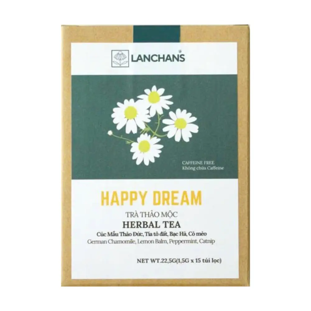 Trà Thảo Mộc Thư Giãn & Ngủ Ngon, Herbal Tea, Happy Dream, 15 Túi Lọc (22.5g) - LANCHANS