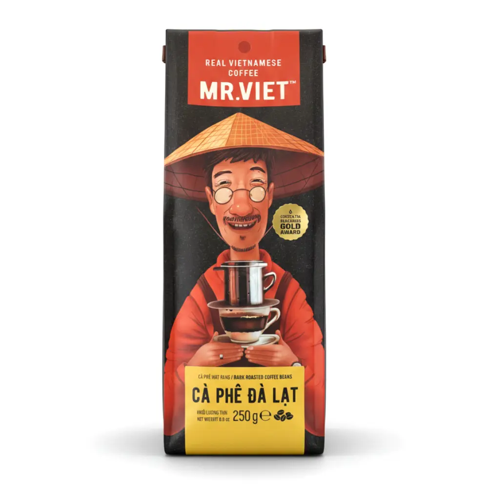 Cà Phê Hạt Rang, Đà Lạt, Dark Roasted Coffee Beans, 8.8 oz (250g) - MR. VIET