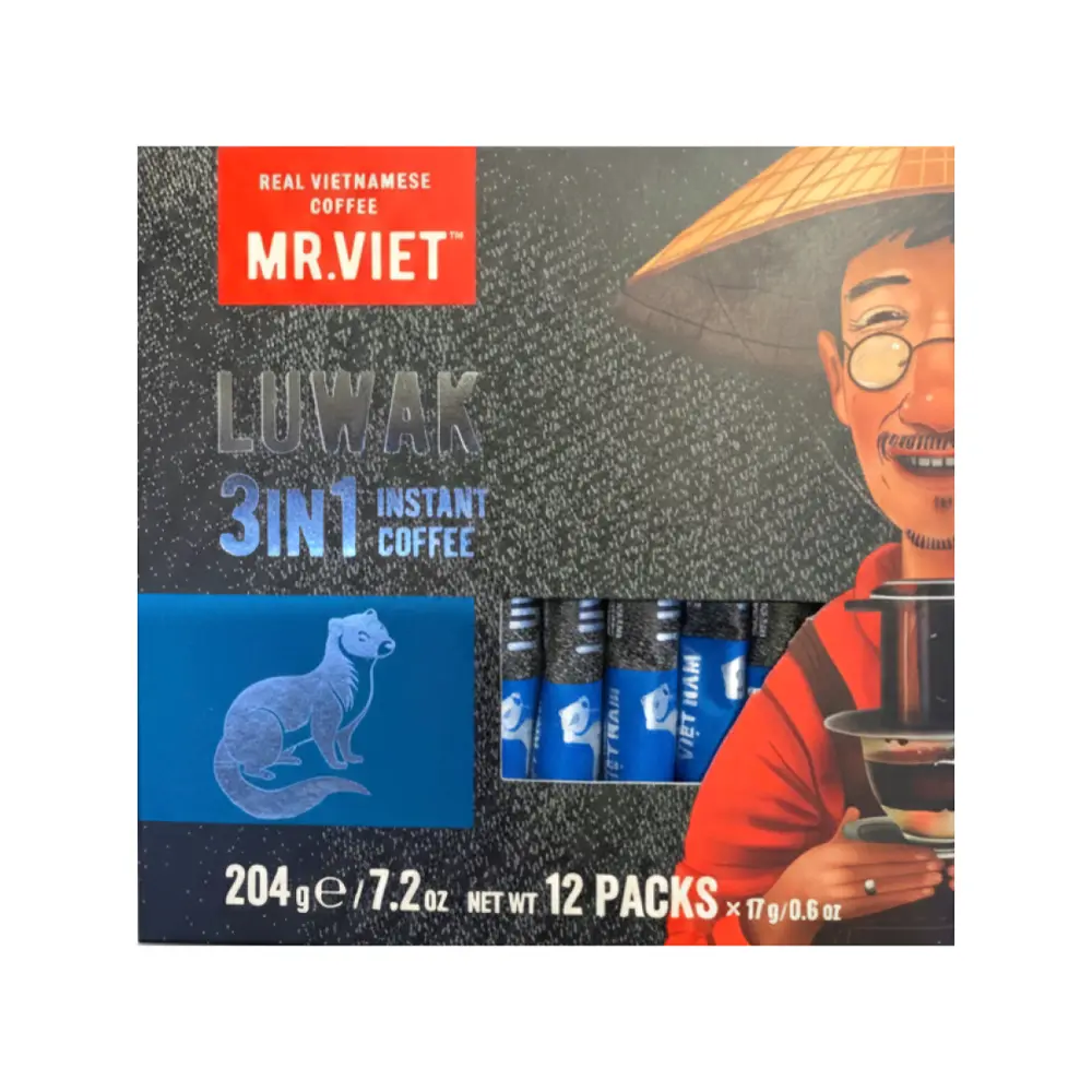 Cà Phê Chồn Hoà Tan, Luwak 3 in 1 Instant Coffee, 12 Gói, 7.2 oz (204g) - MR. VIET