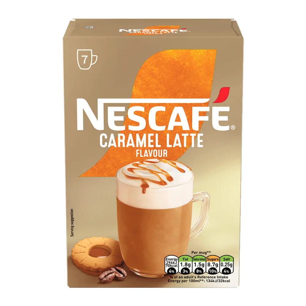 Cà Phê Hòa Tan Vị Caramen, Instant Coffee Beverage, Caramel Latte Flavour, 7 Ly (119g) - NESCAFE