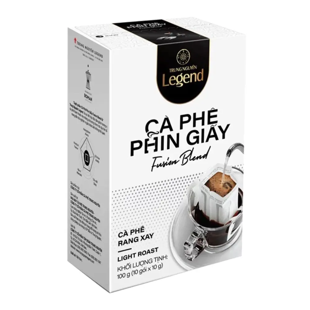 Cà Phê Phin Giấy, Cà Phê Rang Xay, Fusion Blend, Light Roast Drip Coffee, 10 Gói (100g) - TRUNG NGUYEN