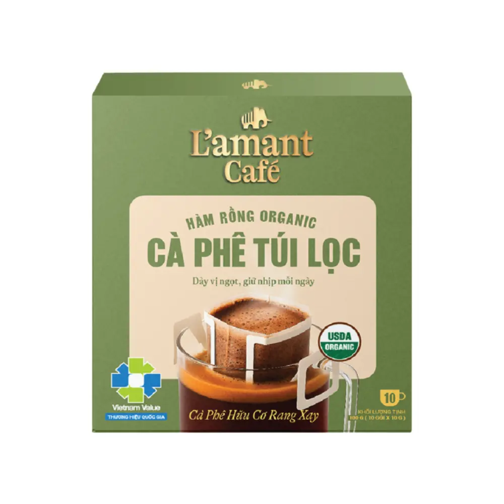 Cà Phê Túi Lọc Hàm Rồng Hữu Cơ, Ham Rong Organic Drip Coffee, 10 Gói (100g) - L'AMANT CAFE