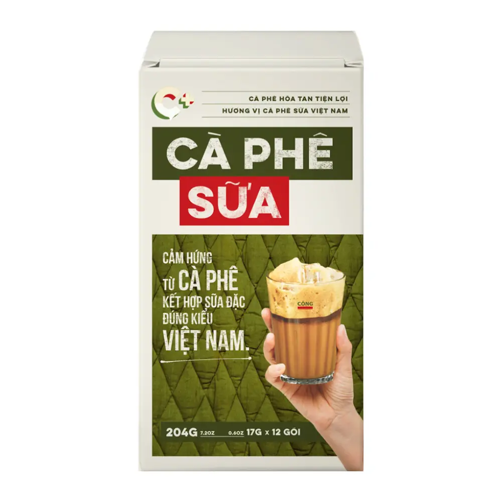 Cà Phê Sữa Hòa Tan, Instant Brown Coffee, 12 Gói, 7.2 oz (204g) - CONG