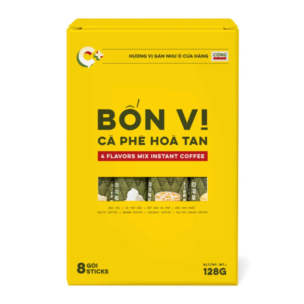 Bốn Vị Cà Phê Hòa Tan, 4 Flavors Mix Instant Coffee, 8 Gói (128g) - CONG