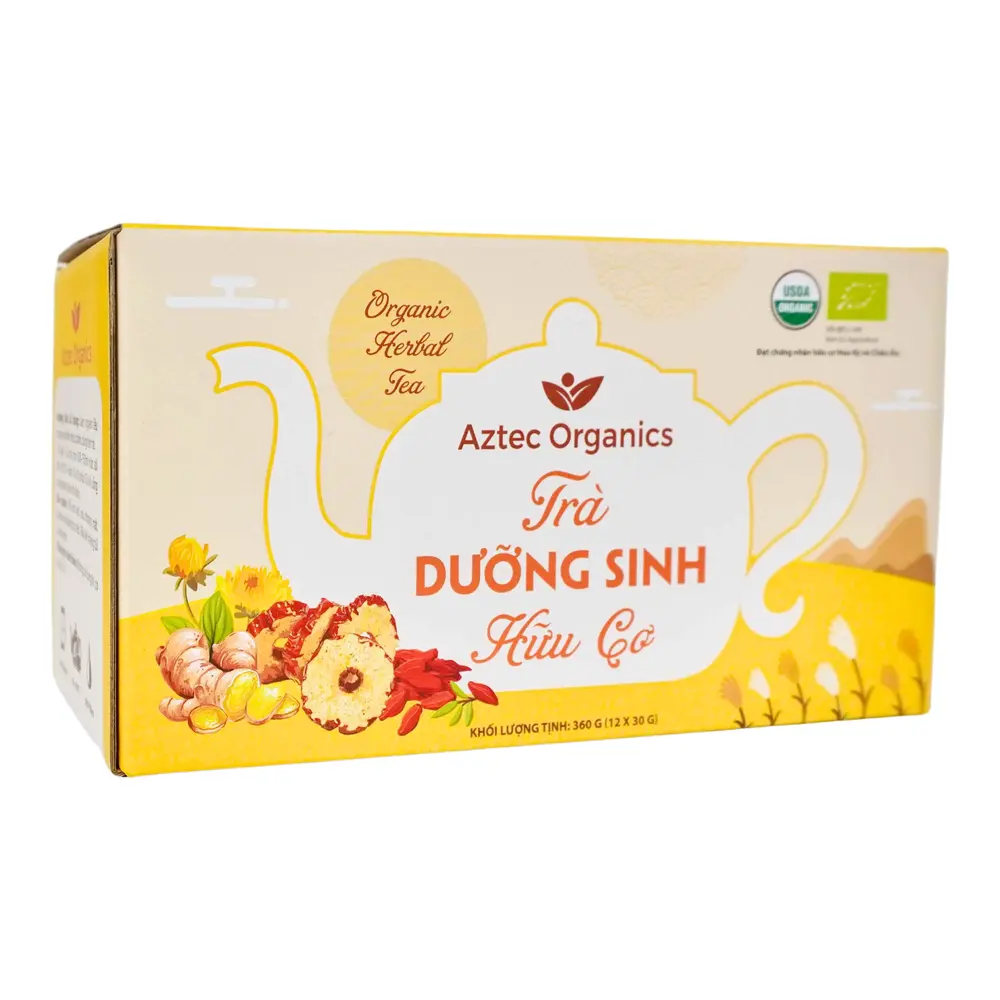 Trà Dưỡng Sinh Hữu Cơ, Organic Herbal Tea, 12 Gói (360g) - AZTEC ORGANICS
