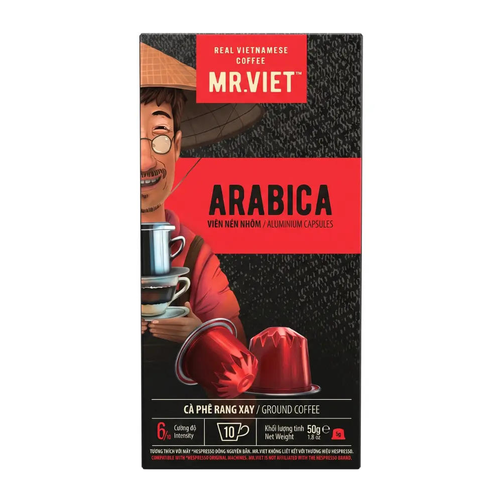 Cà Phê Arabica Viên Nén Nhôm, Arabica Ground Coffee, Aluminium Capsules, 10 Ly, 1.8 oz (50g) - MR. VIET