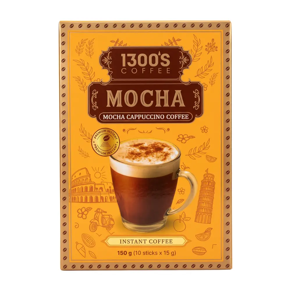 Cà Phê Mocha Hòa Tan, Instant Mocha Cappuccino Coffee, 10 Gói (150g) - 1300'S COFFEE
