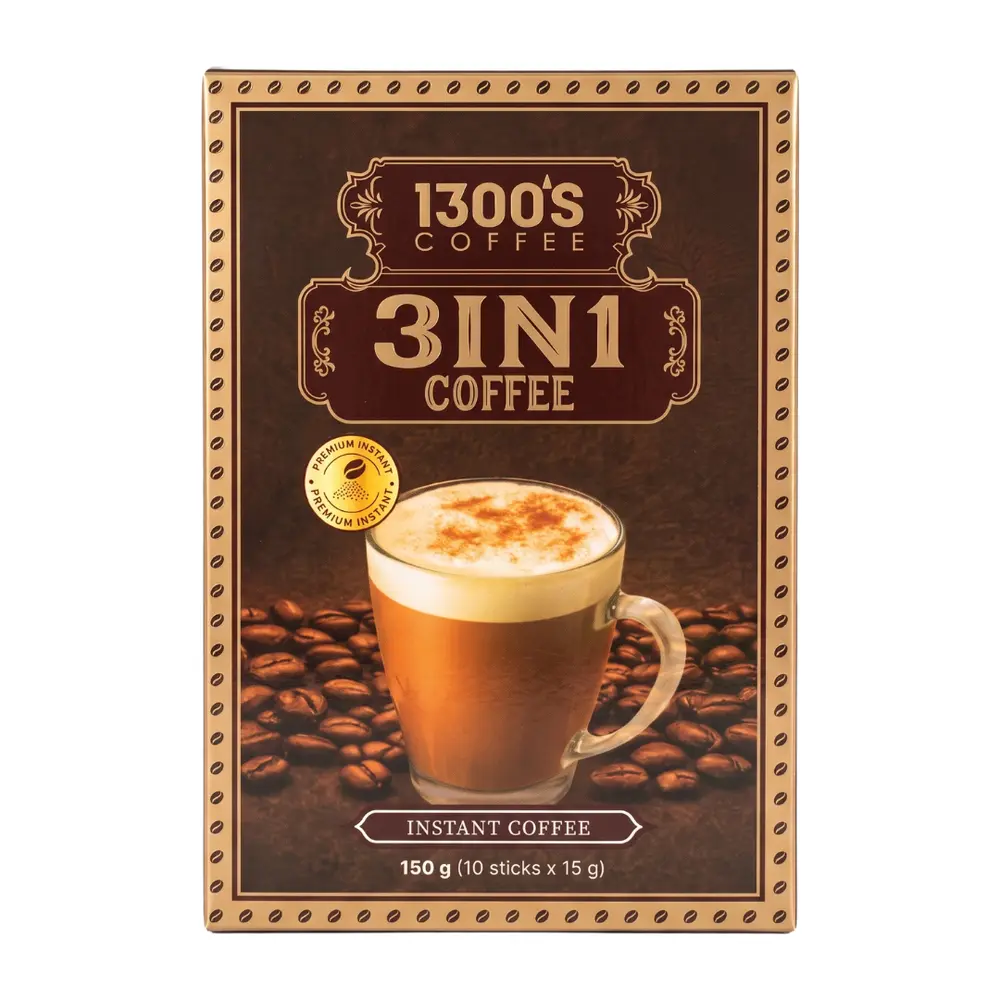 Cà Phê Hòa Tan 3 Trong 1, 3 in 1 Instant Coffee, 10 Gói (150g) - 1300'S COFFEE