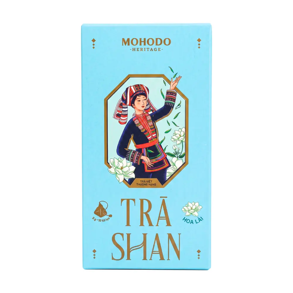 Trà Shan Hoa Lài, Shan Tea, Jasmine Flower, 15 Túi Kim Tự Tháp, 1.05 oz (30g) - MOHODO HERITAGE