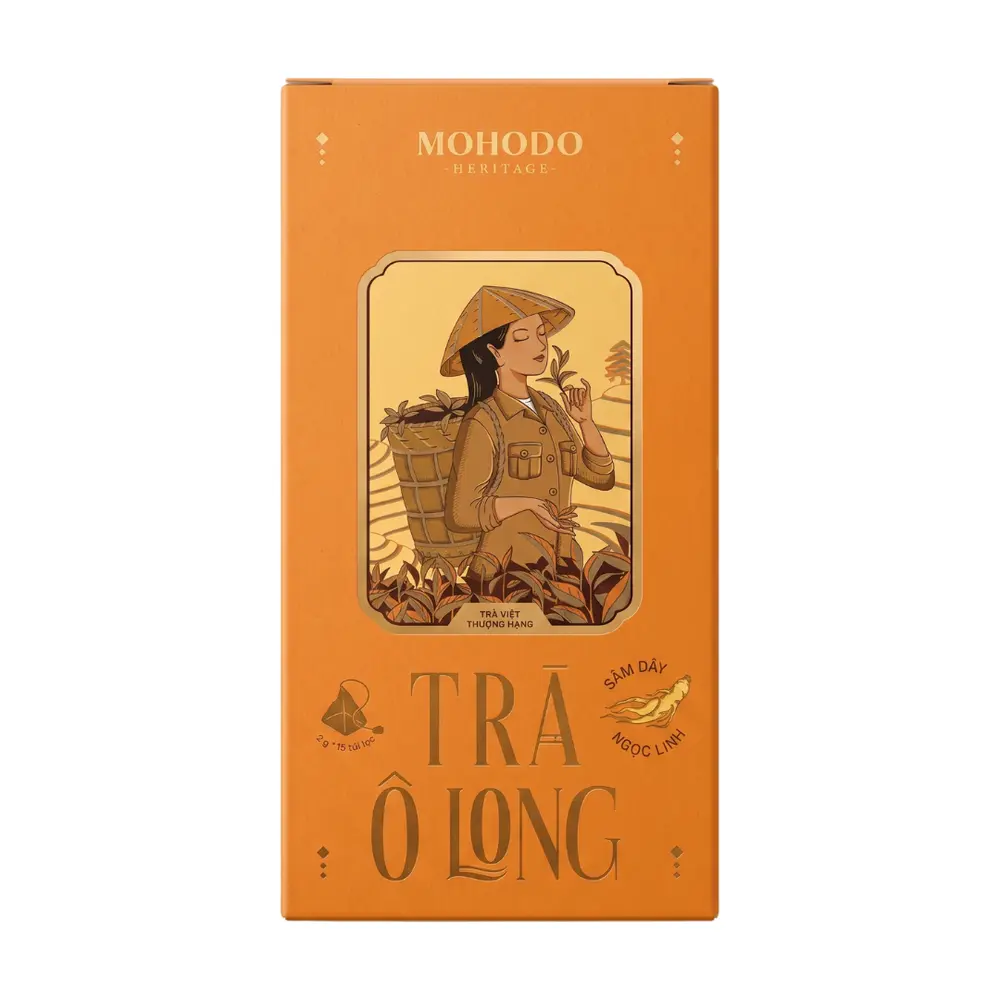 Trà Ô Long Sâm Dây Ngọc Linh, Oolong Tea, Dang Shen, 15 Túi Kim Tự Tháp, 1.05 oz (30g) - MOHODO HERITAGE