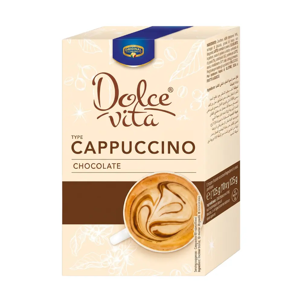Cà Phê Hòa Tan, Dolce Vita, Cappuccino Chocolate Flavoured Instant Coffee, 10 Gói (125g) - KRUGER