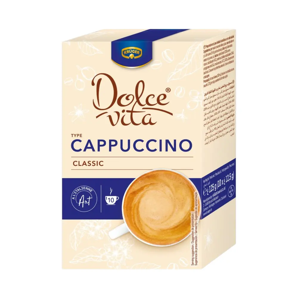 Cà Phê Hòa Tan, Dolce Vita, Cappuccino Classic Flavoured Instant Coffee, 10 Gói (125g) - KRUGER