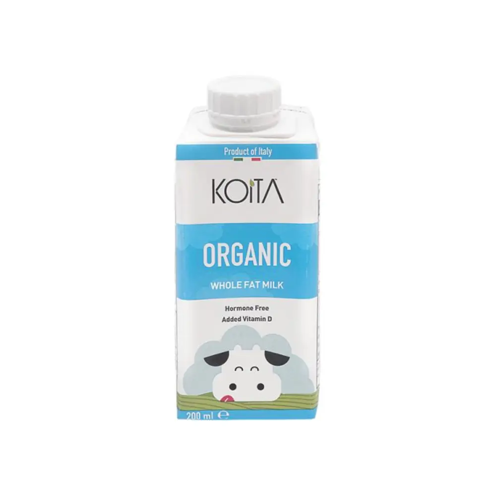 Sữa Bò Hữu Cơ Nguyên Kem, Organic Whole Fat Milk, Vitamin A & D3 (200ml) - KOITA