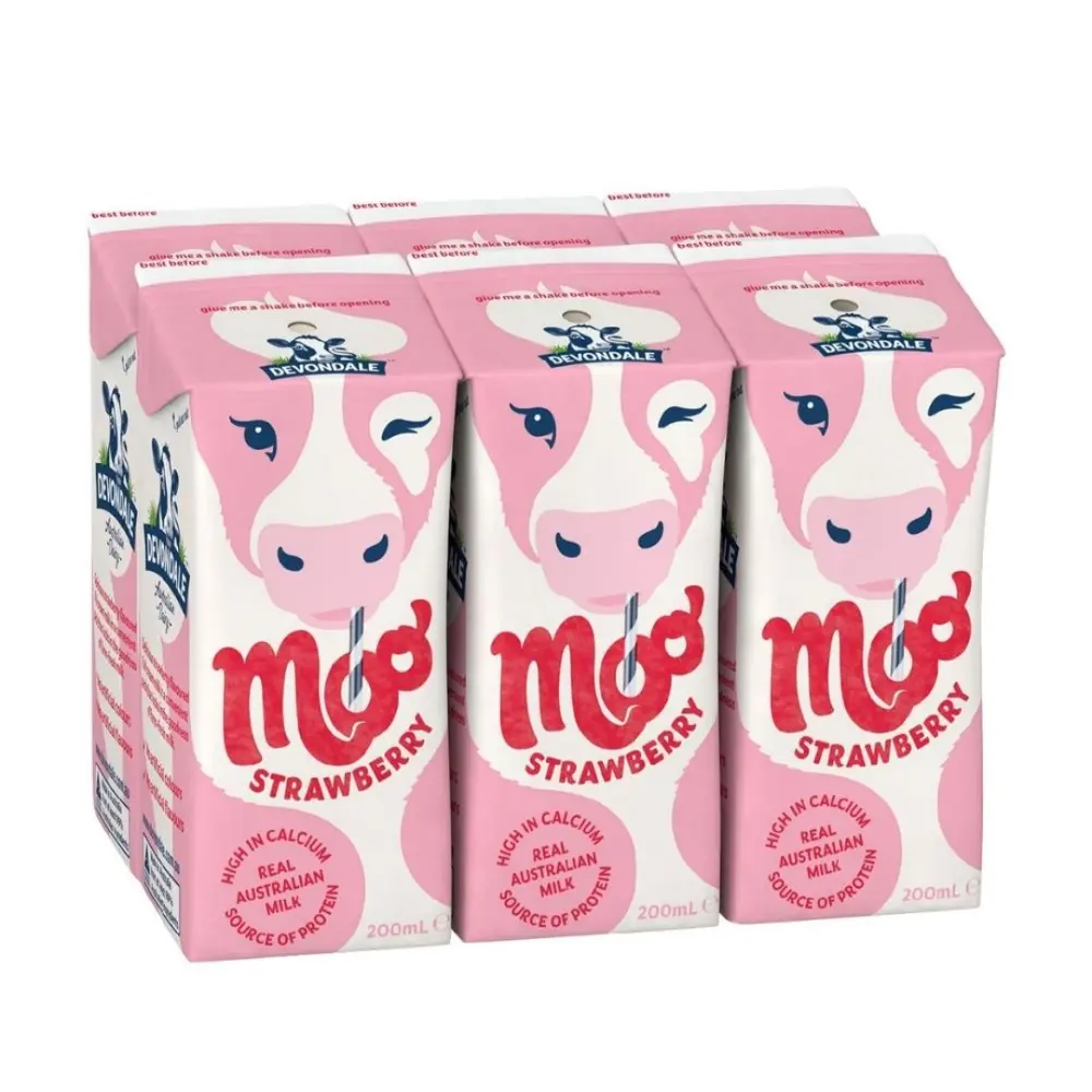 Sữa Tươi Hương Dâu, Moo, Strawberry Australian Milk, 6 Hộp (1200ml) - DEVONDALE