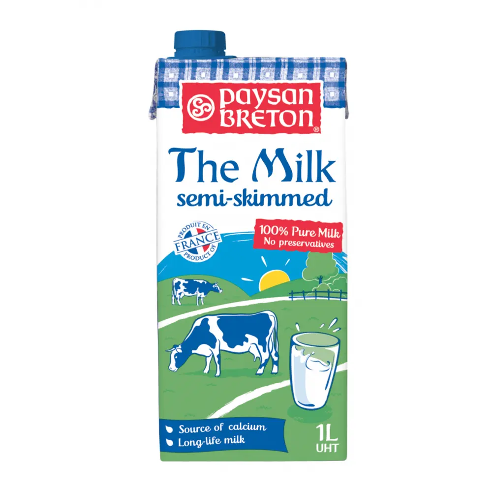 Sữa Tươi Ít Béo, Le Lait Demi-Ecreme, Semi-Skimmed Milk, 1.5% Fat (1L) - PAYSAN BRETON