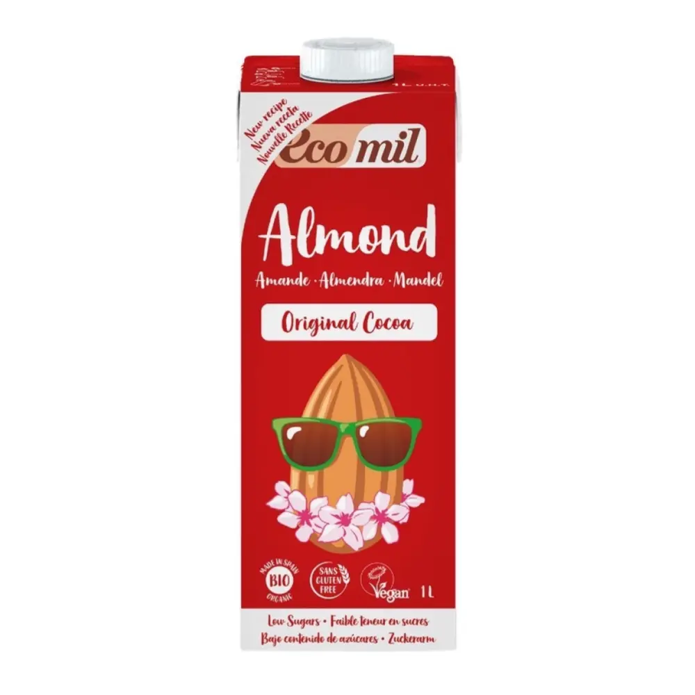 Sữa Hạnh Nhân Cacao Hữu Cơ, Bio Almond Milk, Original Cocoa (1L) - ECOMIL