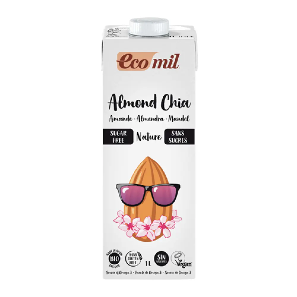 Sữa Hạnh Nhân Hạt Chia Không Đường Hữu Cơ, Bio Almond Chia Milk, Sugar Free (1L) - ECOMIL
