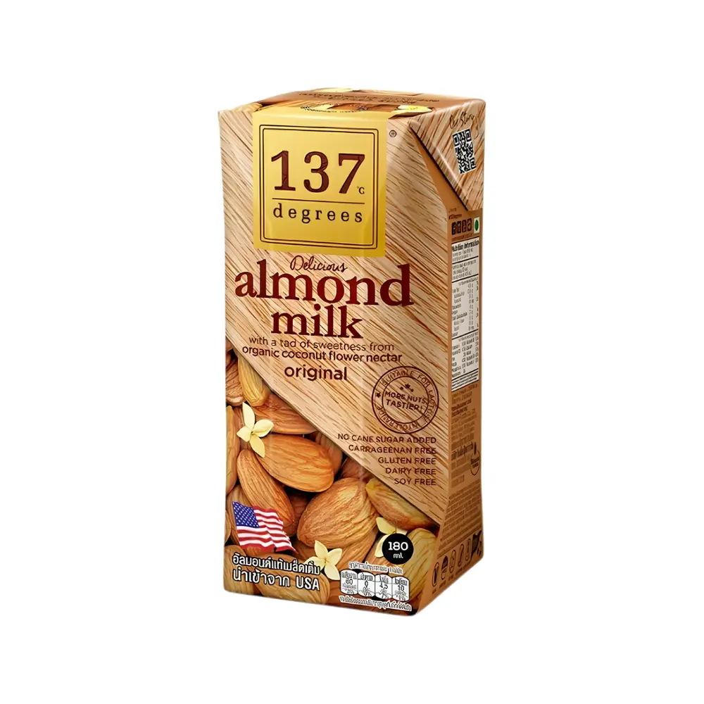 Sữa Hạnh Nhân Mật Dừa, Almond Milk with Organic Coconut Flower Nectar Original (180ml) - 137 DEGREES