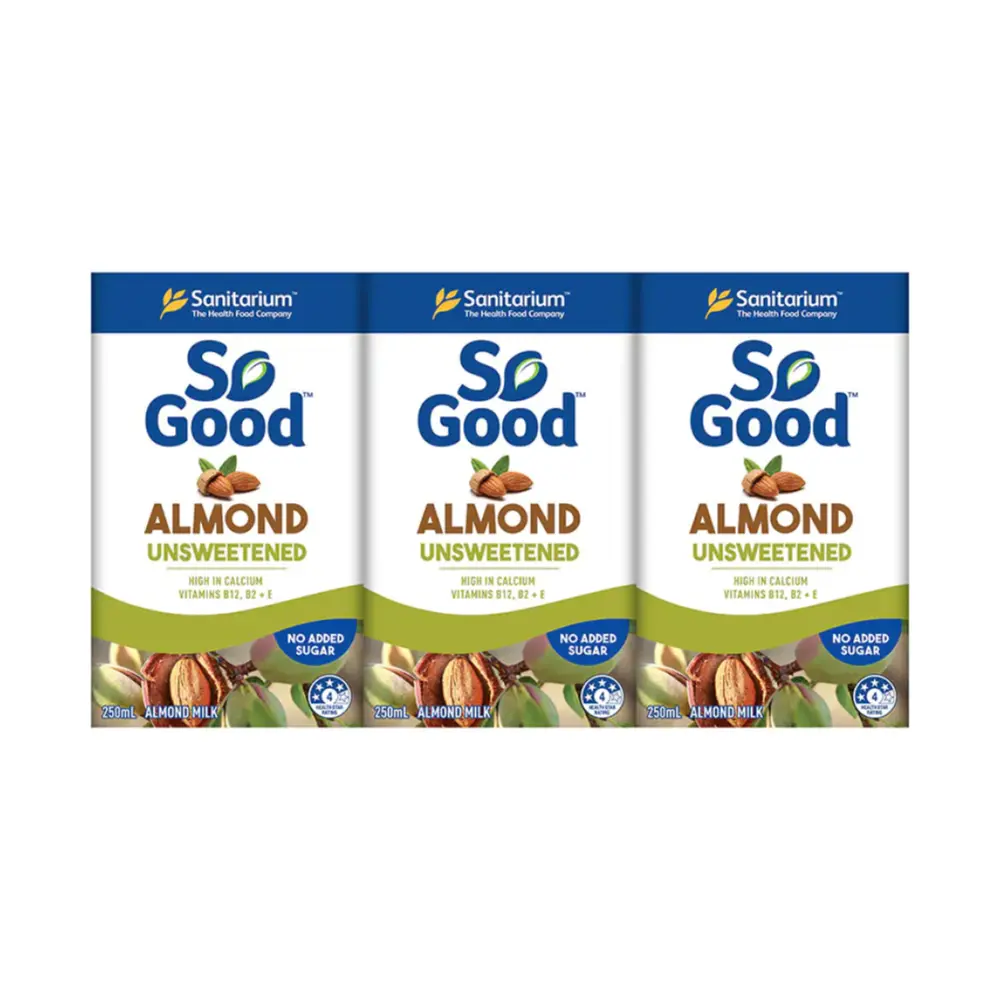 Sữa Hạnh Nhân Không Đường, So Good, Almond Milk, Unsweetened, 3 Hộp (750ml) - SANITARIUM