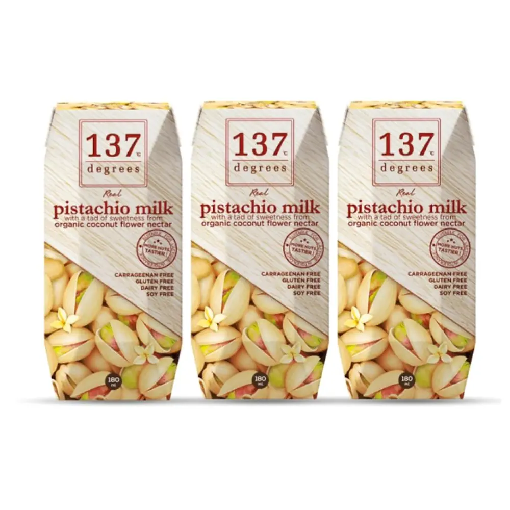 Lốc Sữa Hạt Dẻ Cười Mật Dừa, Real Pistachio Milk with Organic Coconut Flower Nectar, 3 Hộp (540ml) - 137 DEGREES