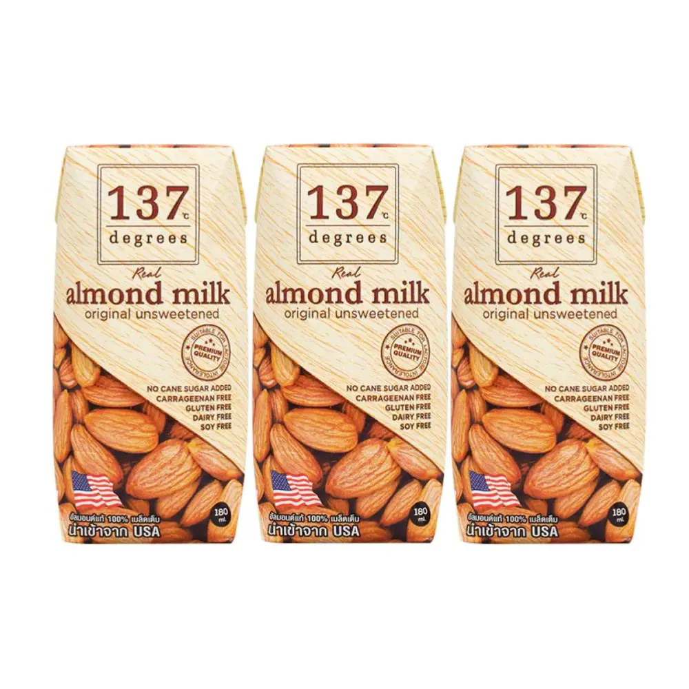 Lốc Sữa Hạnh Nhân Không Đường, Real Almond Milk, Original Unsweetened, 3 Hộp (540ml) - 137 DEGREES
