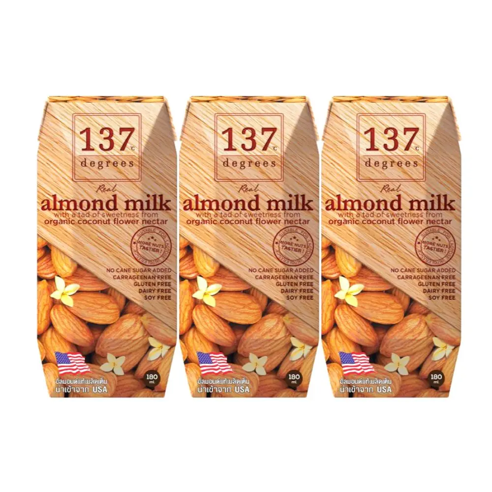 Lốc Sữa Hạnh Nhân Mật Dừa, Real Almond Milk with Organic Coconut Flower Nectar, 3 Hộp (540ml) - 137 DEGREES