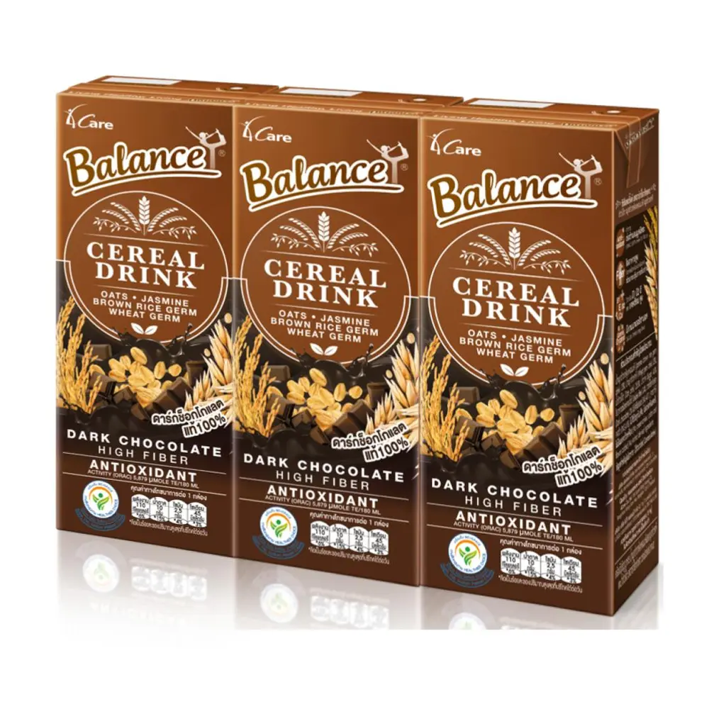 Sữa Hạt Ngũ Cốc Socola, Cereal Drink, Dark Chocolate, 3 Hộp (540ml) - 4CARE BALANCE