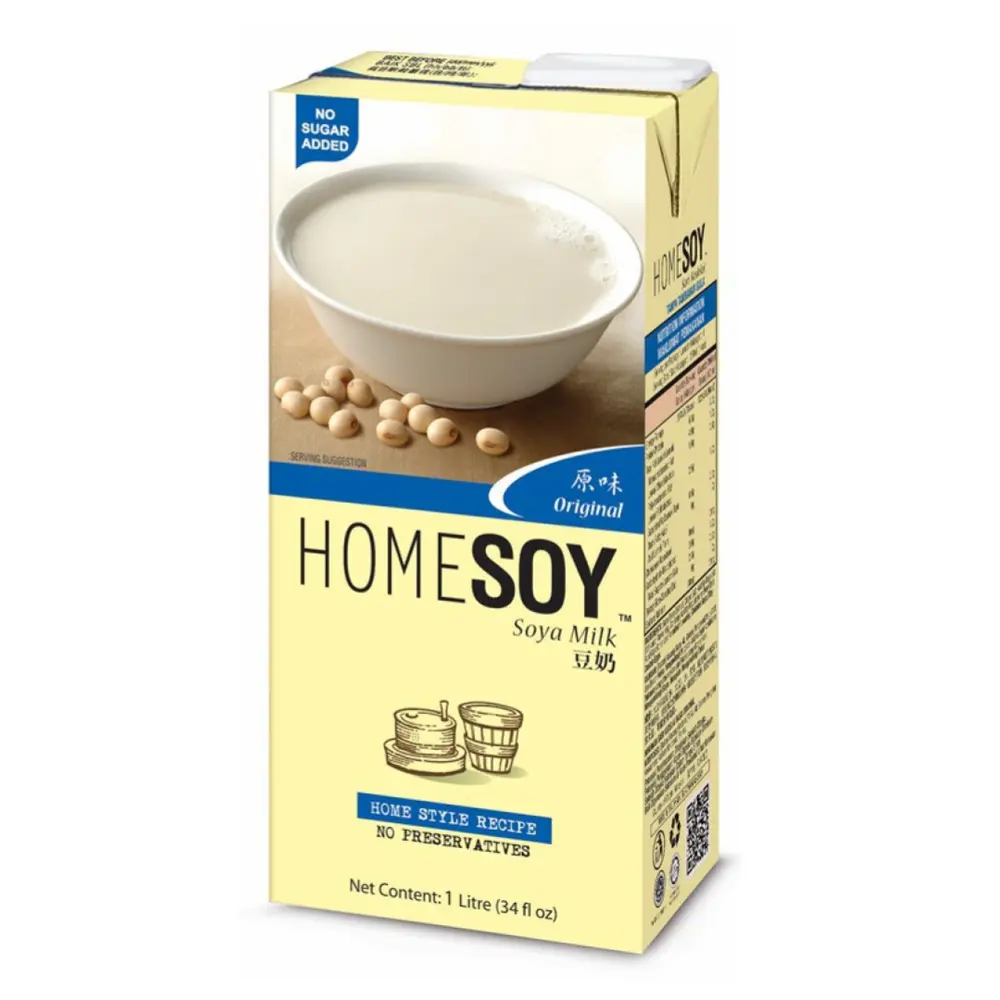 Sữa Đậu Nành Không Đường, Original Soya Milk, No Sugar Added, 34 fl oz (1L) - HOMESOY