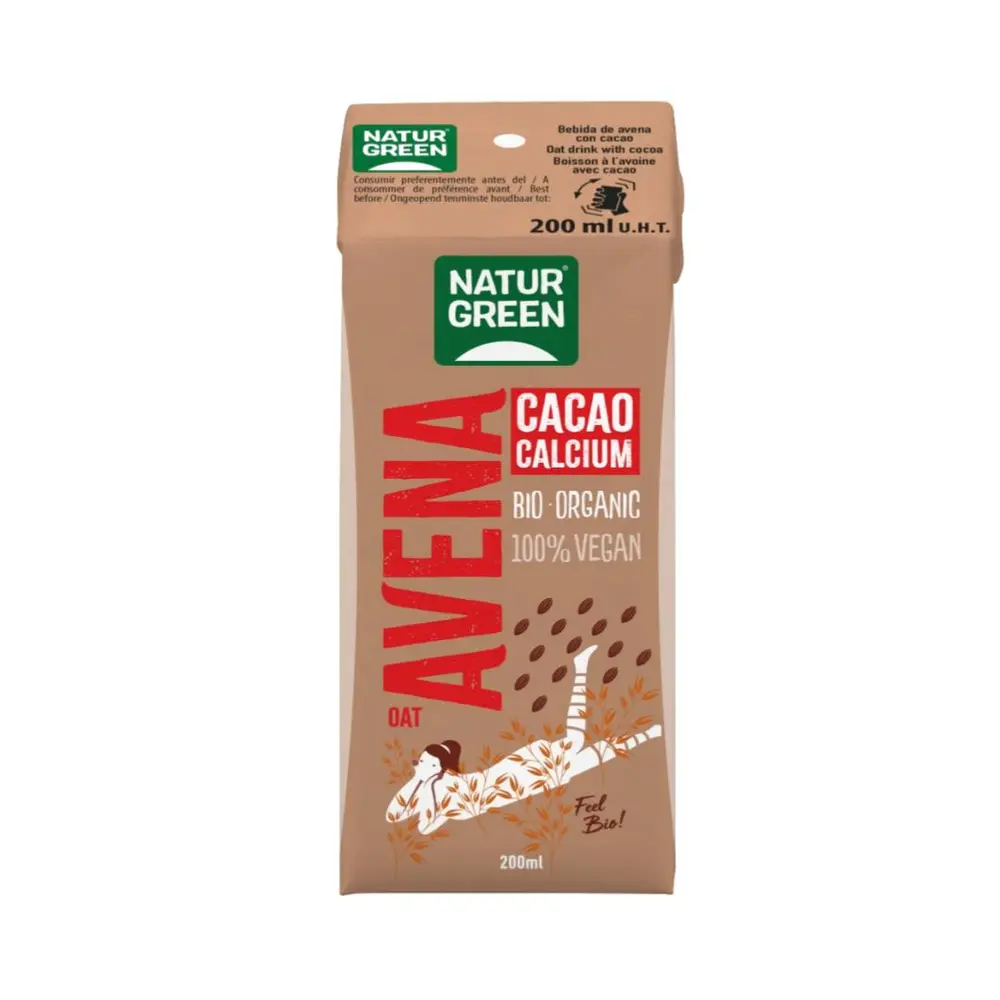 Sữa Yến Mạch Canxi Vị Cacao Hữu Cơ, Bio Oat Drink, Cacao Calcium (200ml) - NATURGREEN