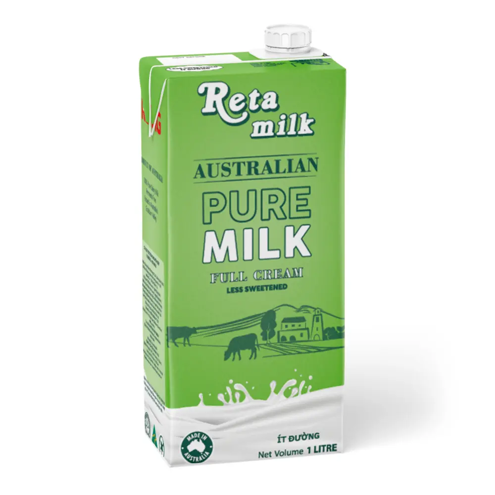 Sữa Tươi Tiệt Trùng Nguyên Kem Ít Đường, Australian Pure Milk, Full Cream, Less Sugar (1L) - RETA MILK