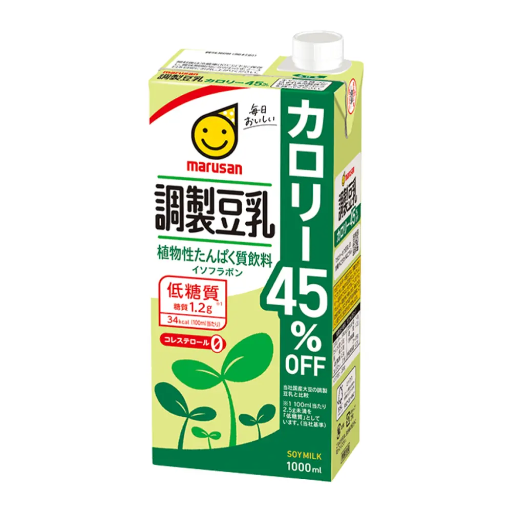 Sữa Đậu Nành Ít Béo, Low Calorie Soy Milk, 45% Off (1000ml) - MARUSAN