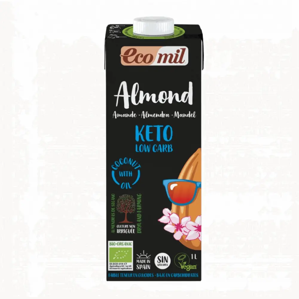 Sữa Hạnh Nhân Keto Hữu Cơ, Bio Almond Milk, Keto Low Carb (1L) - ECOMIL