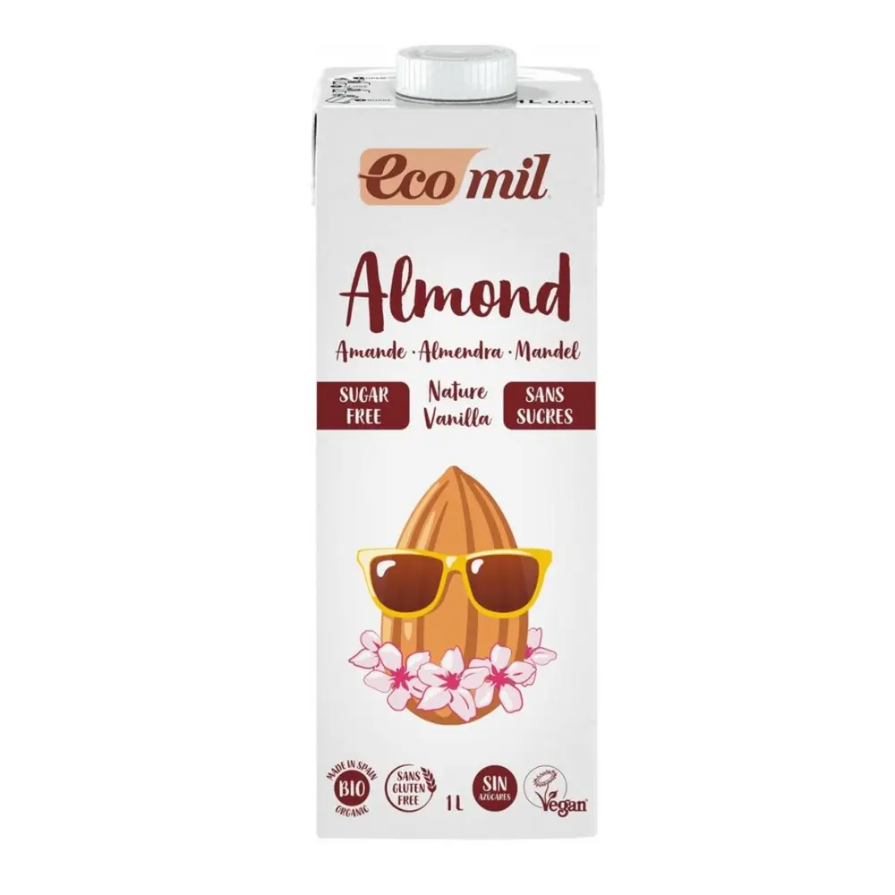 Sữa Hạnh Nhân Hương Vani Không Đường Hữu Cơ, Bio Almond Milk, Nature Vanilla, Sugar Free (1L) - ECOMIL