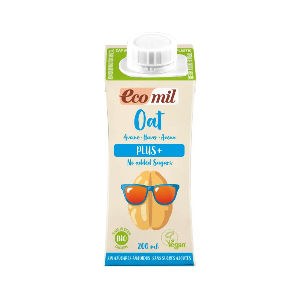 Sữa Yến Mạch Plus Không Đường Hữu Cơ, Bio Oat Milk, Plus+, No Added Sugars (200ml) - ECOMIL