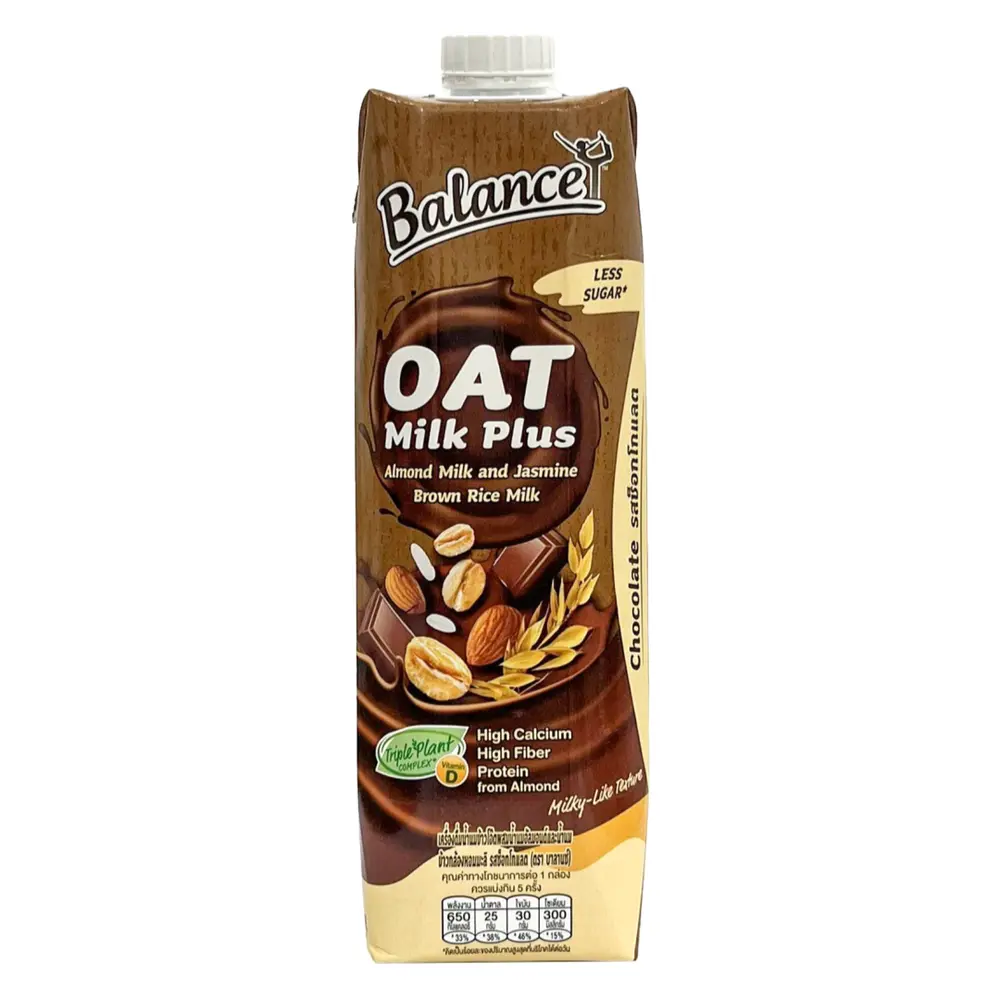 Sữa Yến Mạch Hạnh Nhân Gạo Nâu Vị Socola, Oat Milk Plus, Almond Milk & Jasmine Brown Rice Milk, Chocolate, Less Sugar (1L) - 4CARE BALANCE