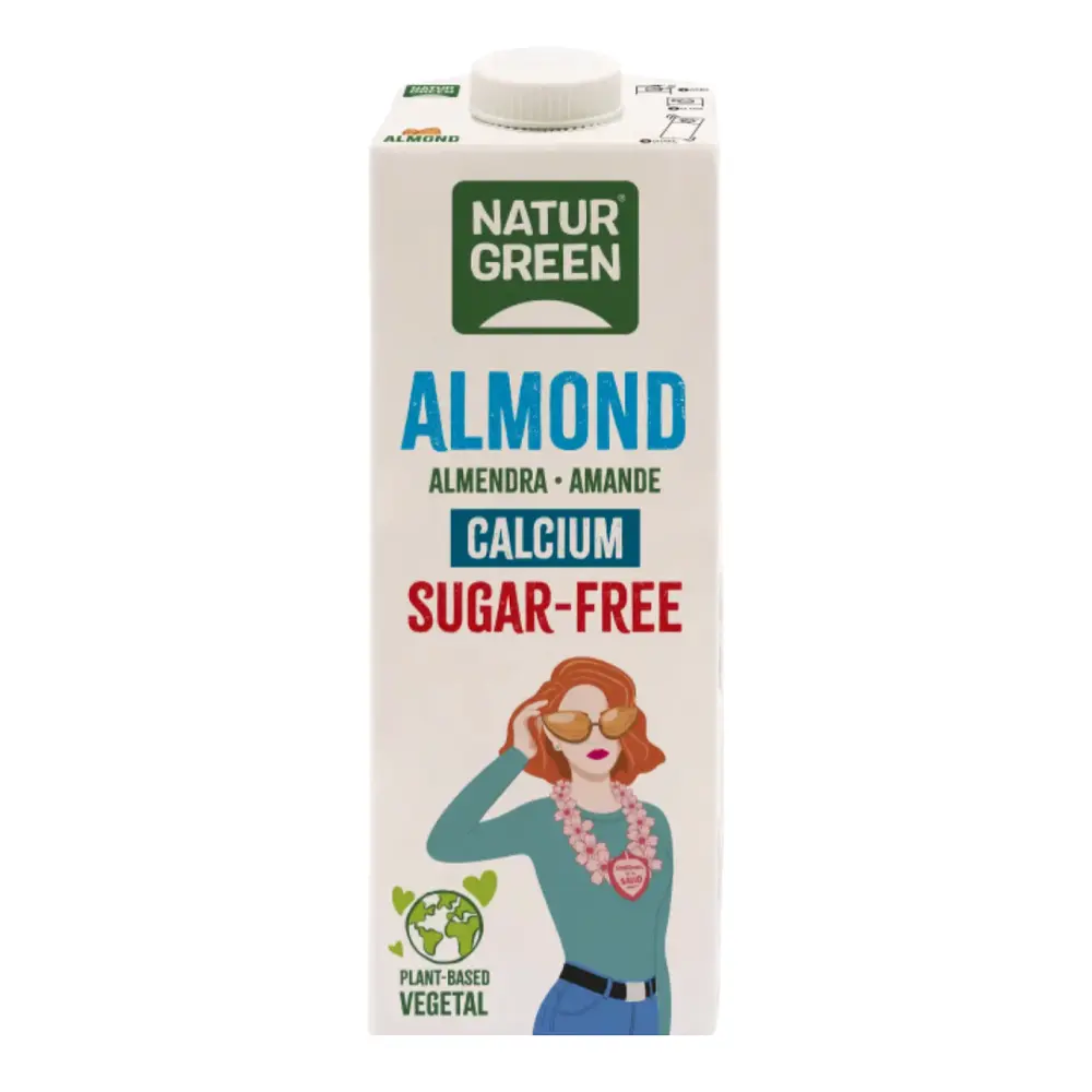 Sữa Hạnh Nhân Canxi Không Đường, Almond Calcium, Sugar Free (1L) - NATURGREEN