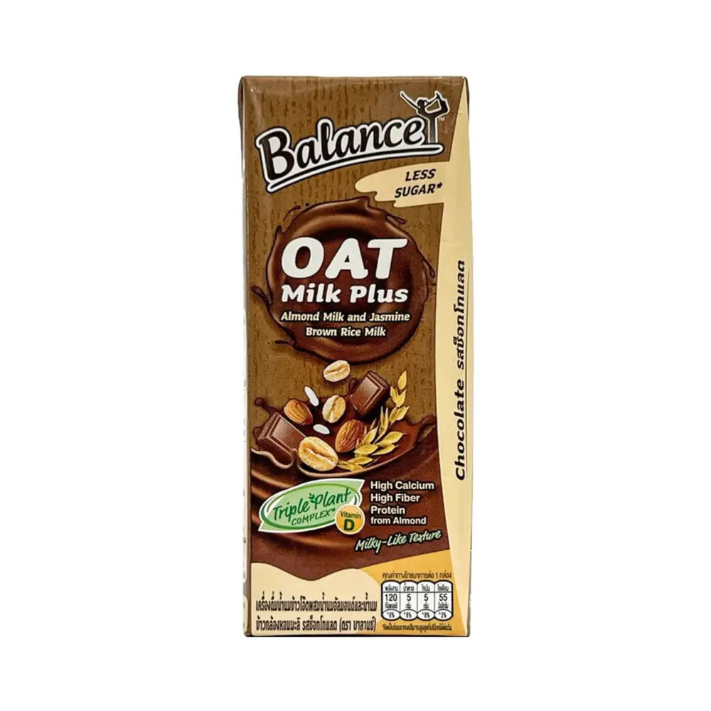 Sữa Yến Mạch Hạnh Nhân Gạo Nâu Vị Socola, Oat Milk Plus, Almond Milk & Jasmine Brown Rice Milk, Chocolate, Less Sugar (180ml) - 4CARE BALANCE