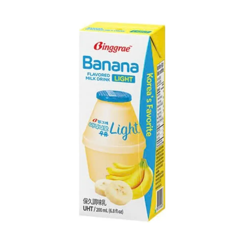 Sữa Chuối Ít Đường, Banana Flavored Milk Drink, Light, 6.8 fl oz (200ml) - BINGGRAE